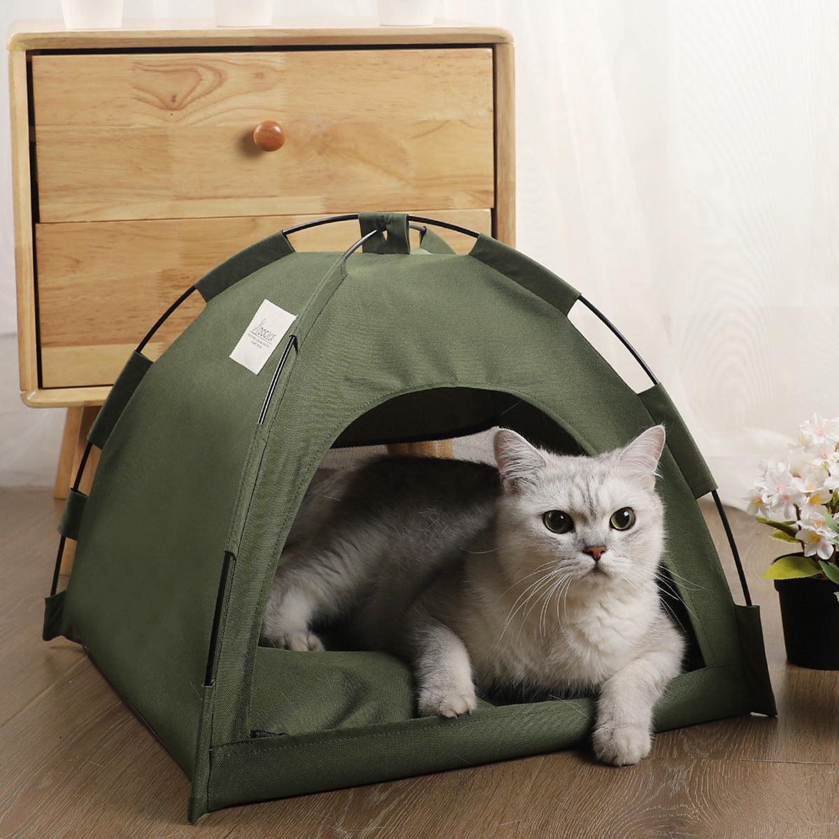 CampShade Pet Tent – Foldable Pet Tent with Cushion — Green Grey Set / L — Weekends Away — pet travel Australia