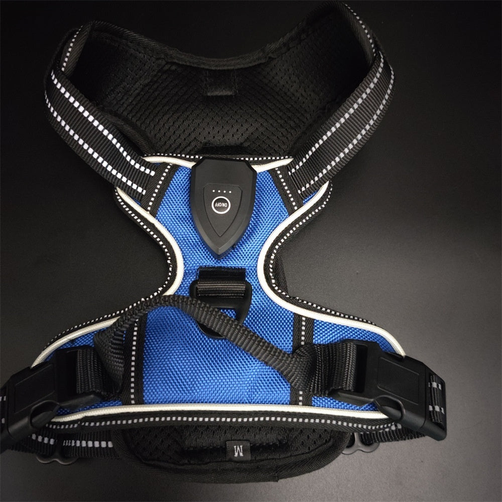 GlowTrail LED Dog Harness – USB LED Walking Harness — Dark Blue / M — The Signature Edit — pet travel Australia