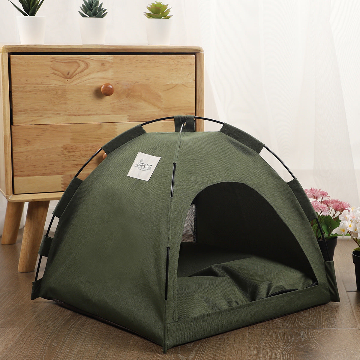 CampShade Pet Tent – Foldable Pet Tent with Cushion — Green Grey Set / S — Weekends Away — pet travel Australia