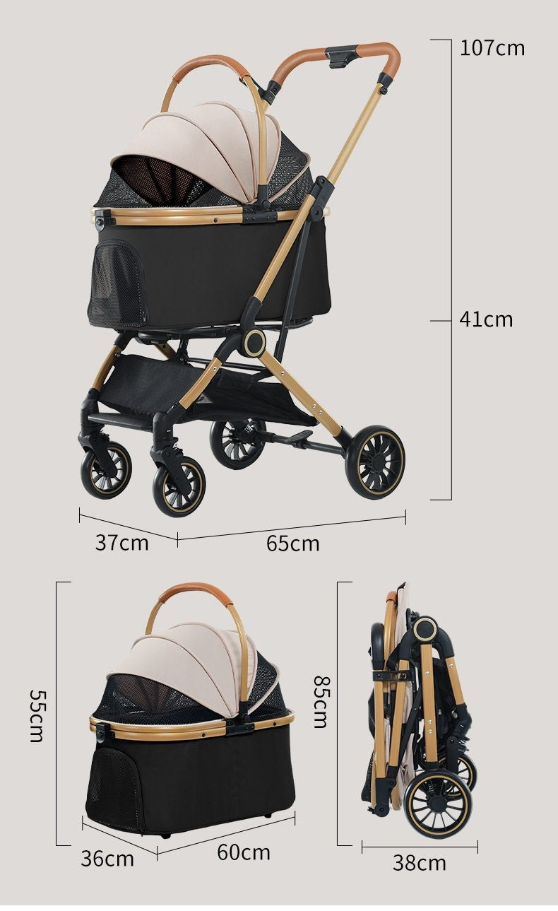 FoldDash stroller external dimensions: carrier 60 x 36 x 55 cm; folded frame about 85 x 38 cm