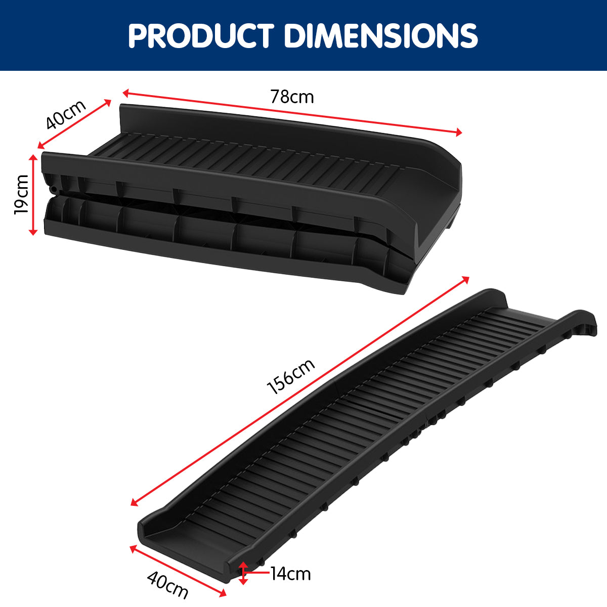 NNEDPE Foldable Car Dog Ramp Vehicle Ladder Step Stairs - Black-3