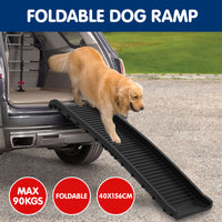 NNEDPE Foldable Car Dog Ramp Vehicle Ladder Step Stairs - Black-0